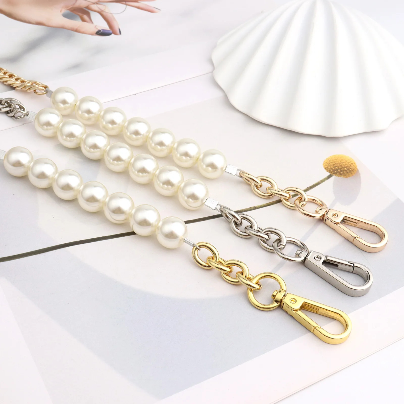 316L Stainless Steel Solid Metal and Pearl Bag Chain Bandage Kpop Strap Accessories Handles IP Gold Plated Gift DIY 251219