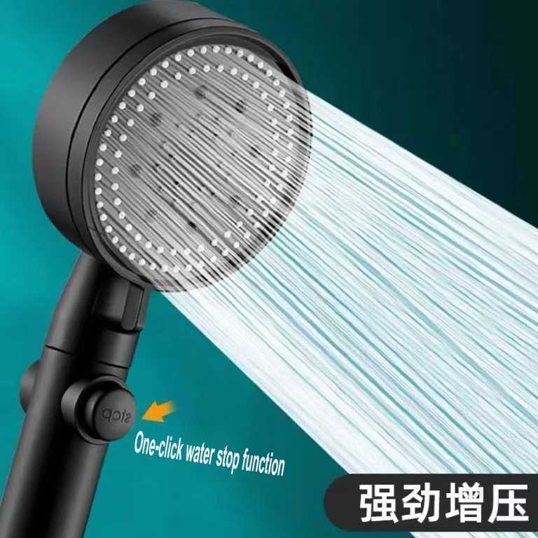 Multifunctional booster shower head with 5 modes adjustable large water shower water-saving nozzle with one-touch water stop C251220