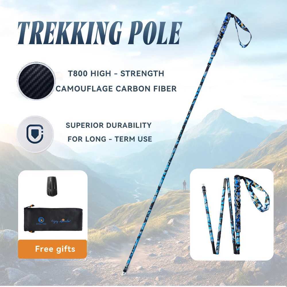 OKHELING Ultra-Light Carbon Fiber Walking Sticks 4-Section Folding Trekking Poles for Hiking And Climbing Nature Hike G251220