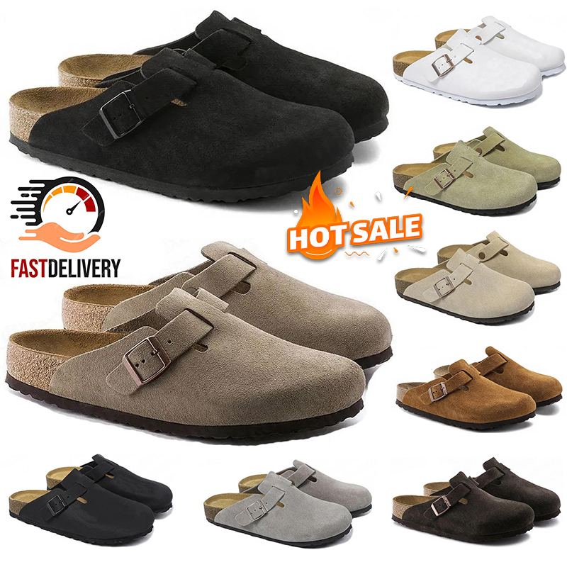 Designer Slippers Clogs Men Women Flat Soft Fluffy Fashion Suede High Quality Taupe Black Mocha Grey Indoor Home Slippers Outdoor Casual Shoes