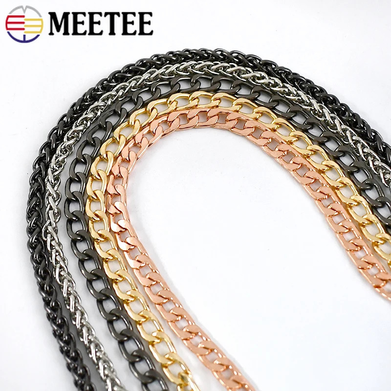 Meetee 100120cm Metal Purse Chains Bags Strap Replacement Shoulder Crossbody Bag Straps Wallet Handle DIY Handbags Hardware 251219