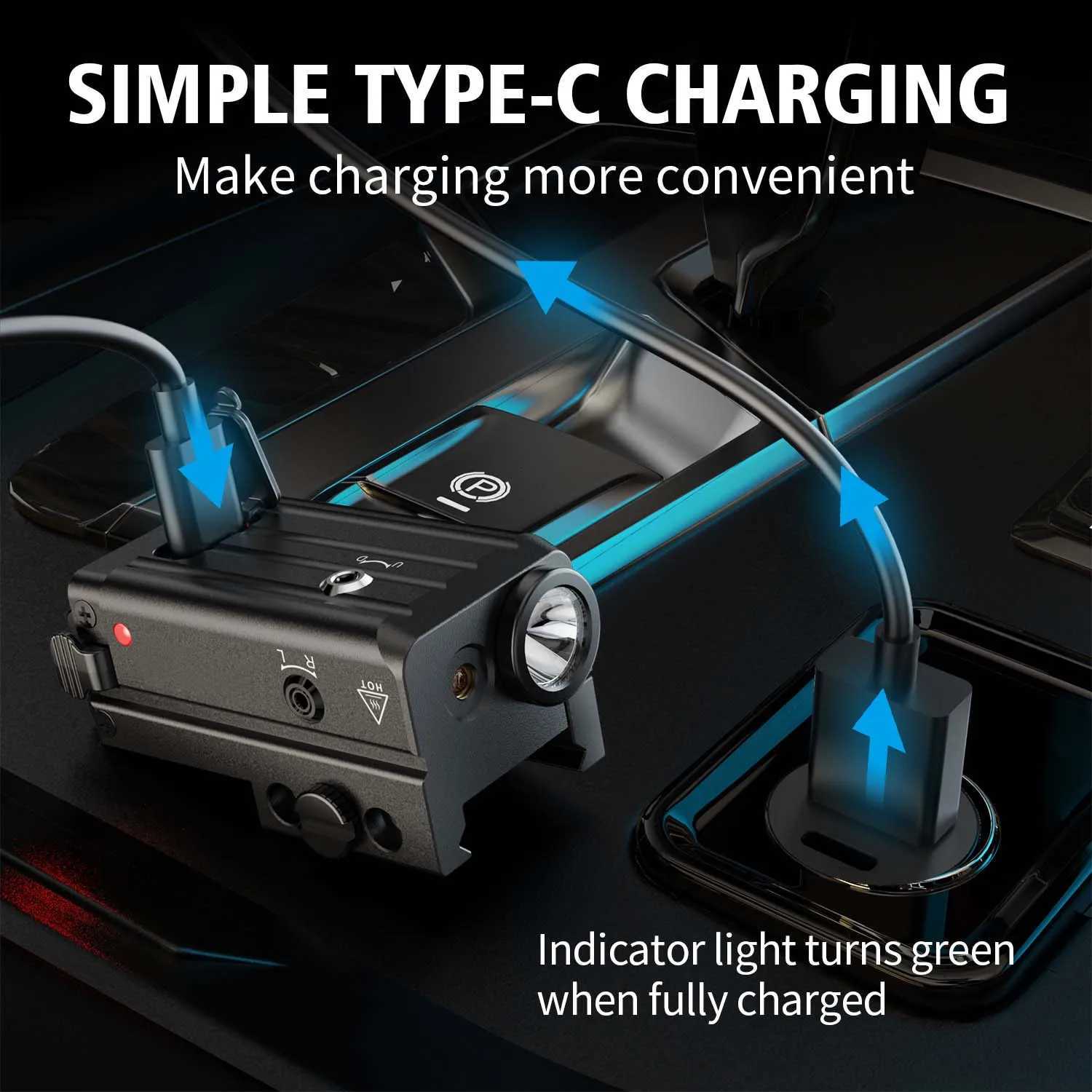 Blue Laser Flashlight Combo Tactical Weapon Gun Light fit Picatinny Rail Compact Pistol Light Laser Beam RechargeableT251220