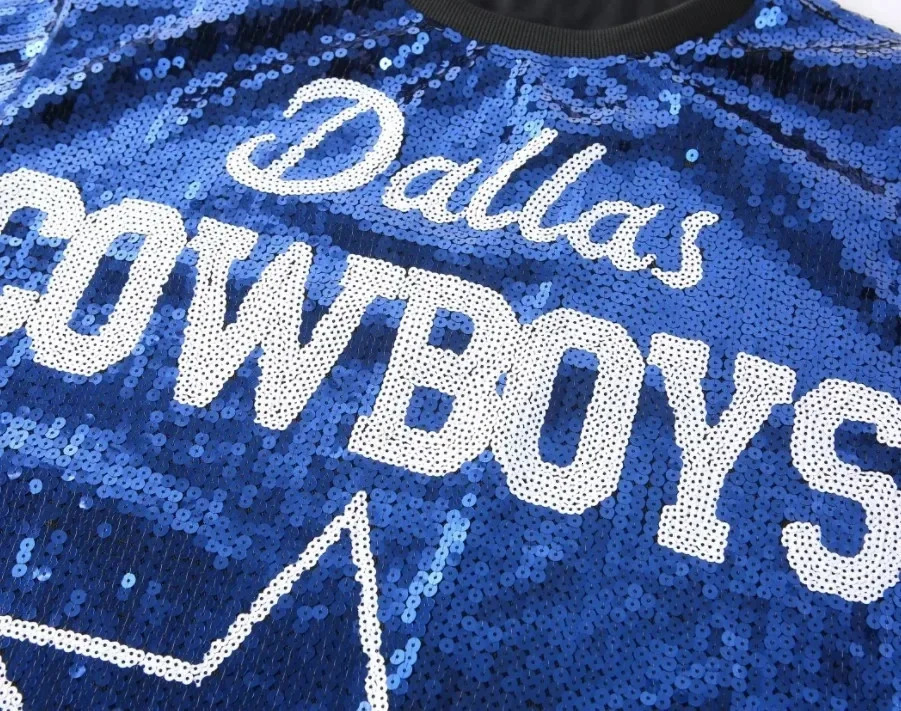 2025 Cow Baseball Football Game Female Tops Sequin Women Jersey Dress 251219