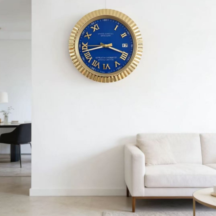 Metal Home Decoration Wall Clocks Luxury Modern Design Quartz Large Wall Watch Stainless Steel With Date Luminous Silent Sweeping Hands