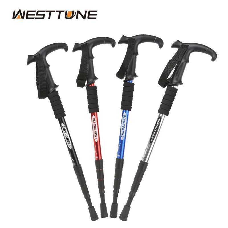 Outdoor Folding Trekkings Pole 4-Section Portable Walking Hiking Telescopic Stick Lightweight Camping Climbing Trekking Stick G251220