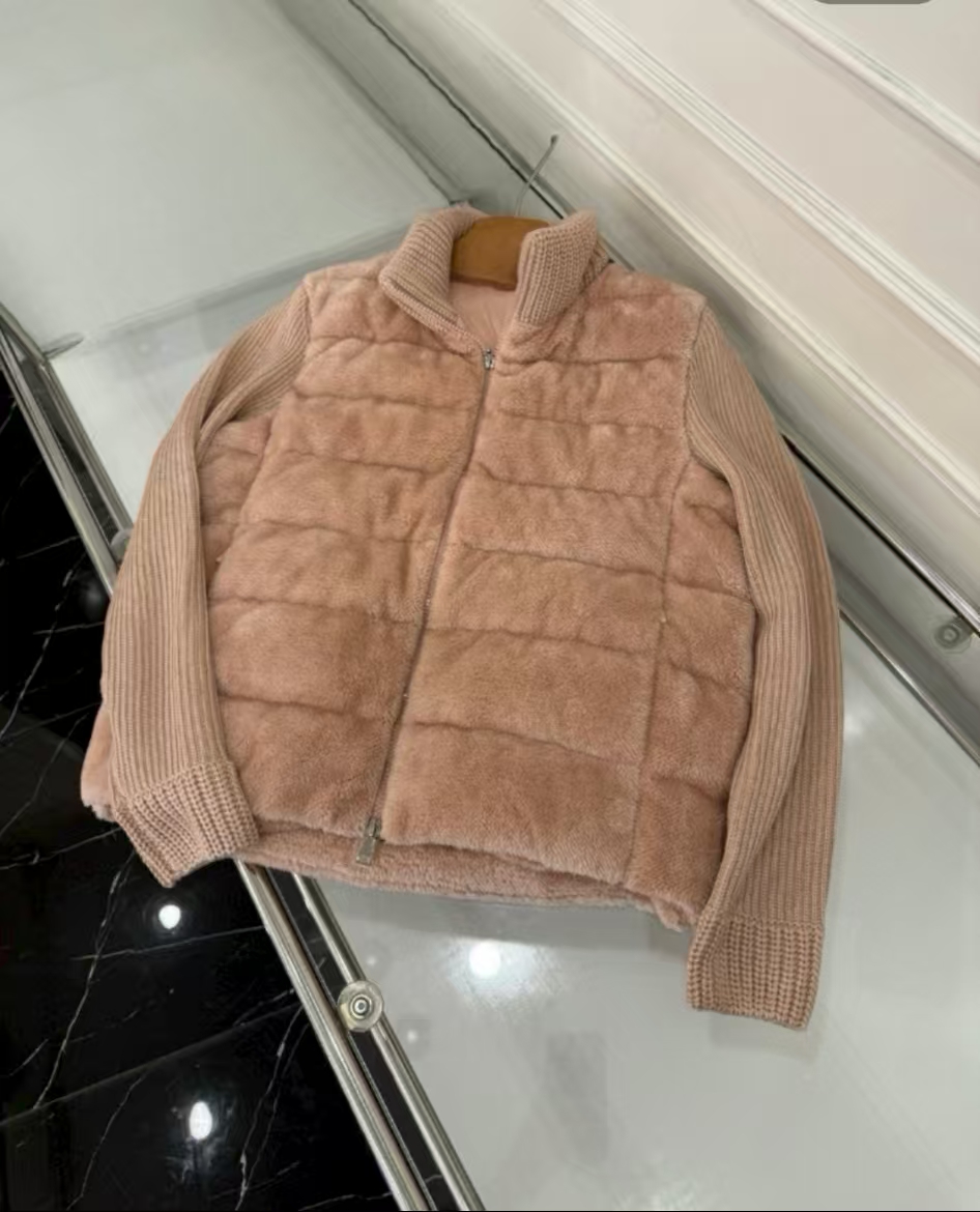 2025 Women down jacket New patchwork women stand-up collar down jacket Wool knitted patchwork Jacket22198
