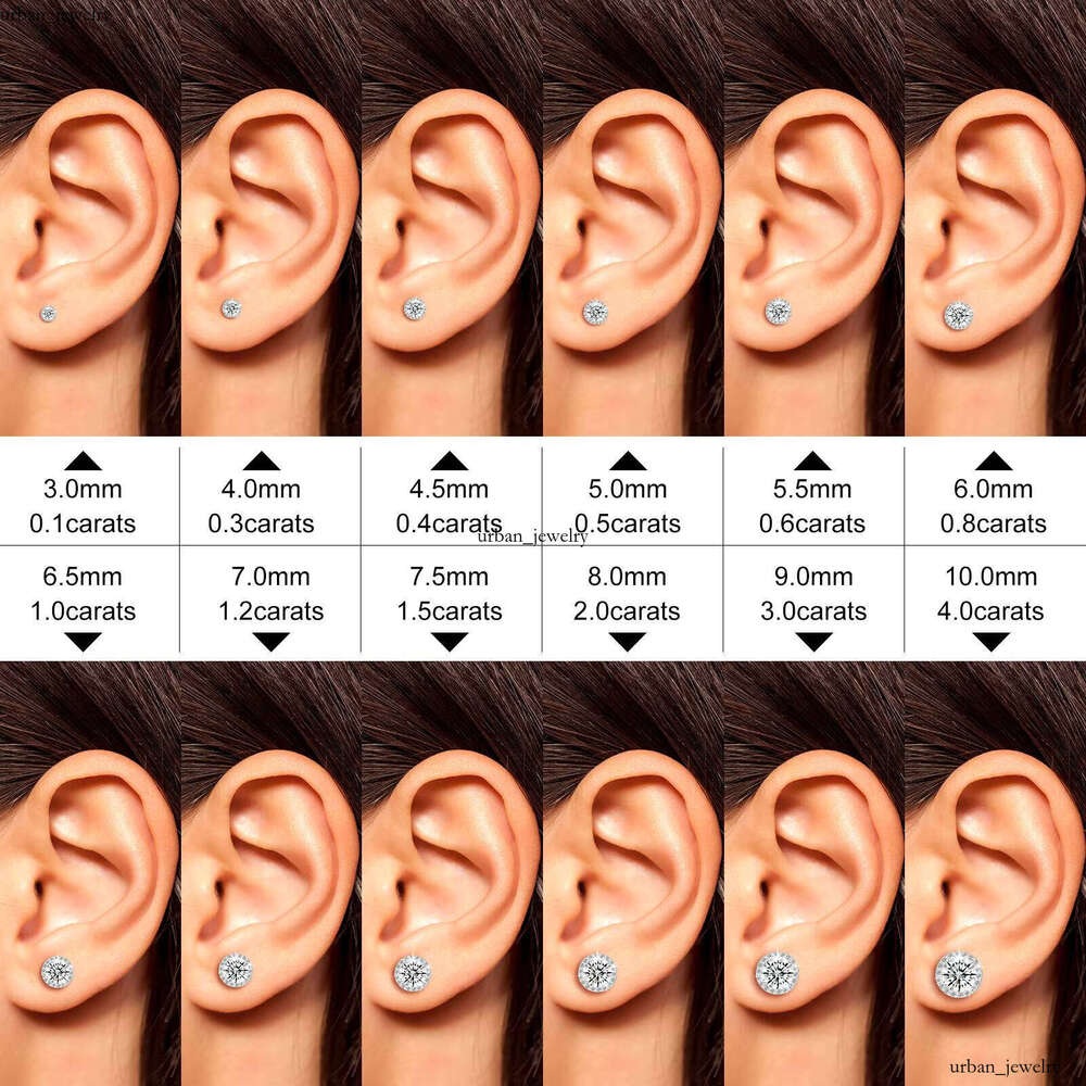 Wholesale Price 0.1ct-4ct 925 Sterling Silver Round Brilliant Cut Silicon VVS VVS Moissanite Screw Back Halo Earrings for Men and Women