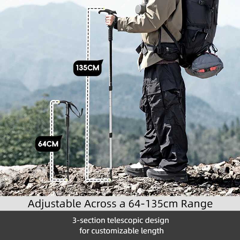 BISINNA 2PCS Walking Stick Adjustable 64-135cm Portable Aluminum Trekking Lightweight for Outdoor Backpacking Camping Hiking G251220