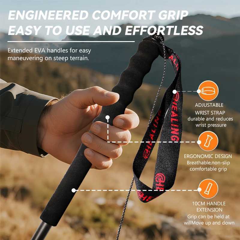 Trekking Poles City Walking Sticks-Carbon Fiber Lightweight 5 sections Folding poles Hiking Poles Running Climbing Stick G251220