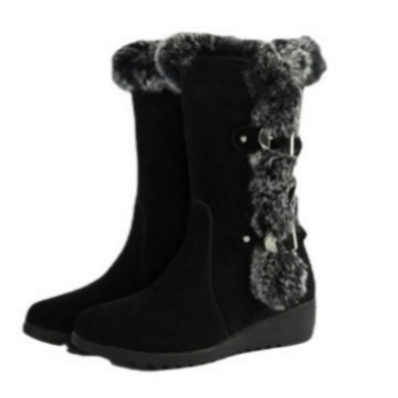 Free shipping Designer Boots Snow Women Autumn winter thick soled cotton boots with sloping heels women boots with midsole