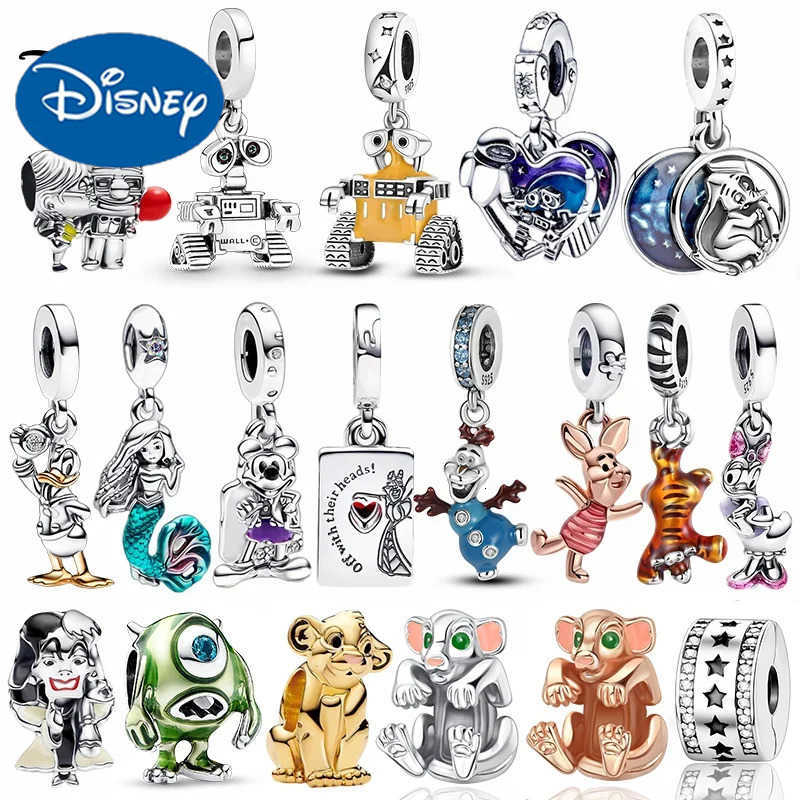 Disney Mickey WALL-E 925 Silver Winnie The Pooh Donald Duck Charm Bead For Women Bracelet DIY Christmas Jewelry Pendant Gifts H251220