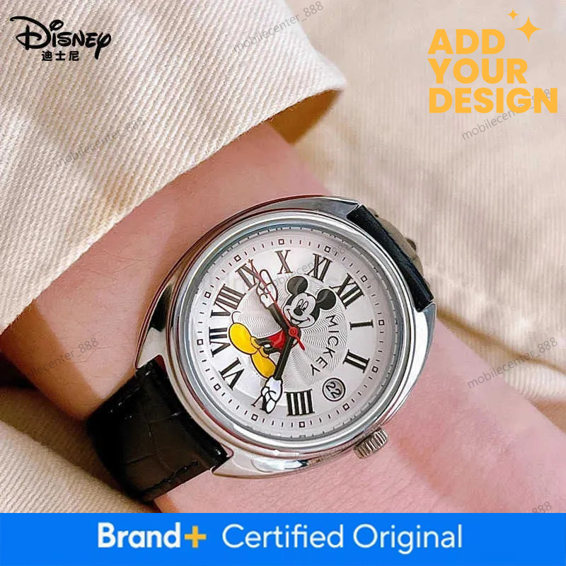 Disney custom Mickey Mouse Children Watches Luminous Leather Quartz Wristwatch Boy Girls Birthday Gift Student Clock Young Men Women H251029