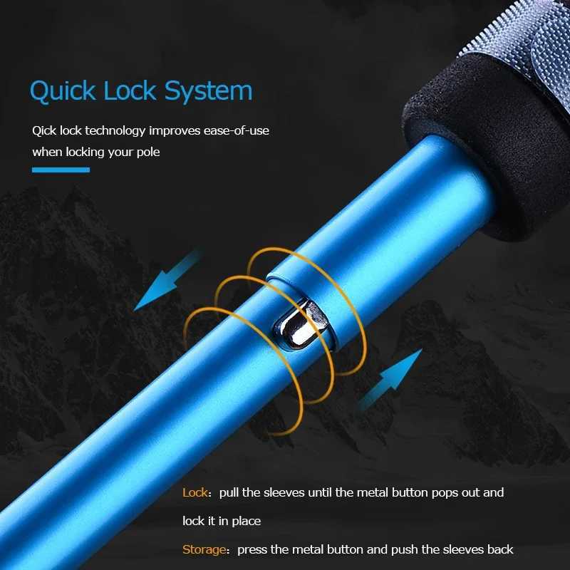 AONIJIE E4201 New E4204 Lightweight Folding Collapsible Quick Lock Trekking Pole Hiking Trail Running Walking Stick Carbon Fiber G251220
