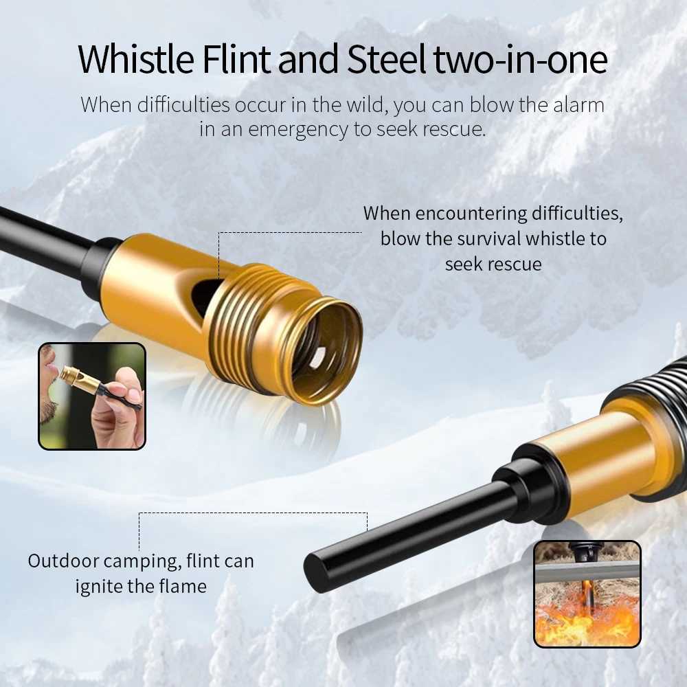 5-Section Multifunctional Trekking Pole Aluminum Alloy with Whistle Flint Anti-Slip and Telescopic for Outdoor Hiking G251220