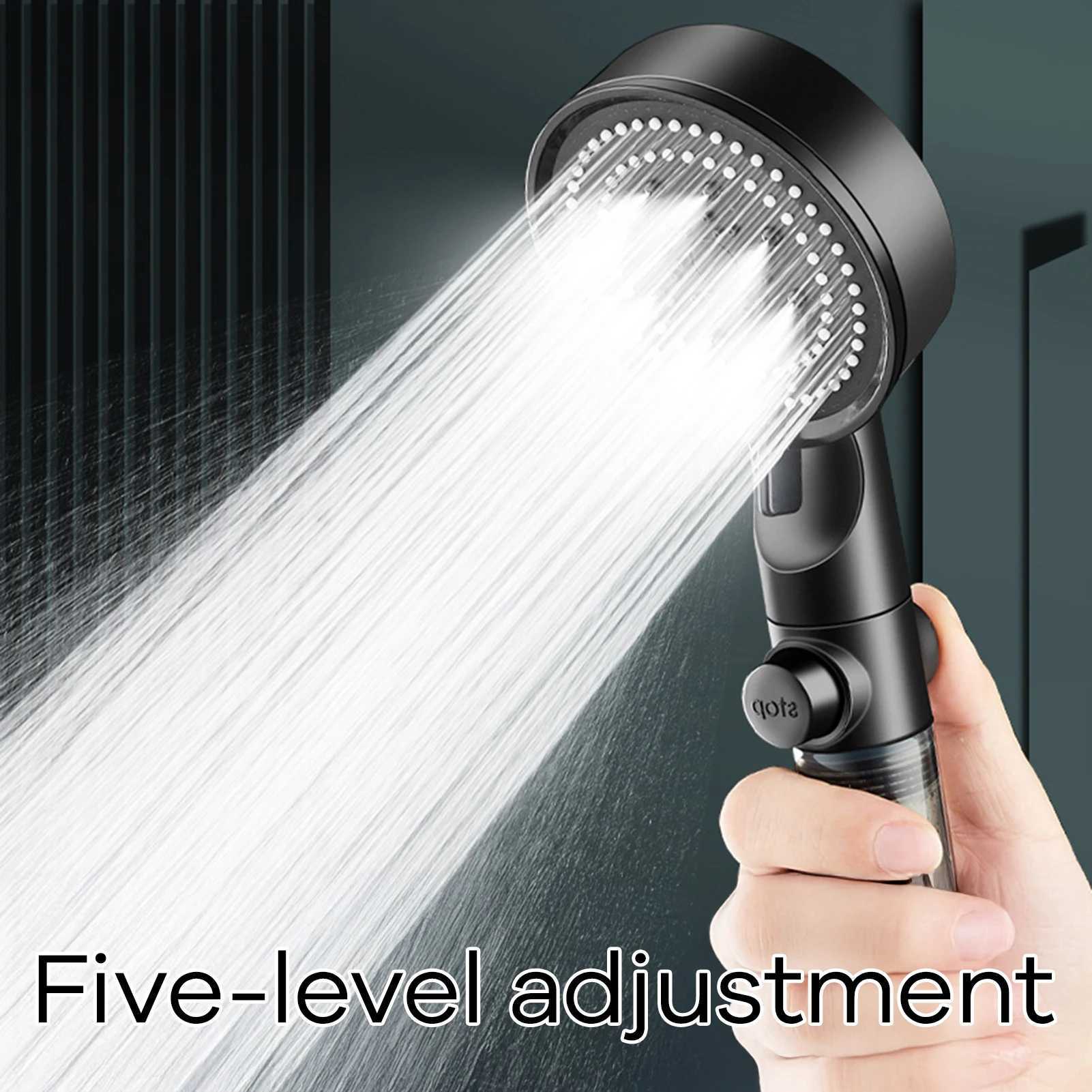 Hydro Boost High Pressure Shower Head 5 Spray Modes Stainless Steel Water Saving Filter Showerhead With Strong Flow For Bathroom C251220