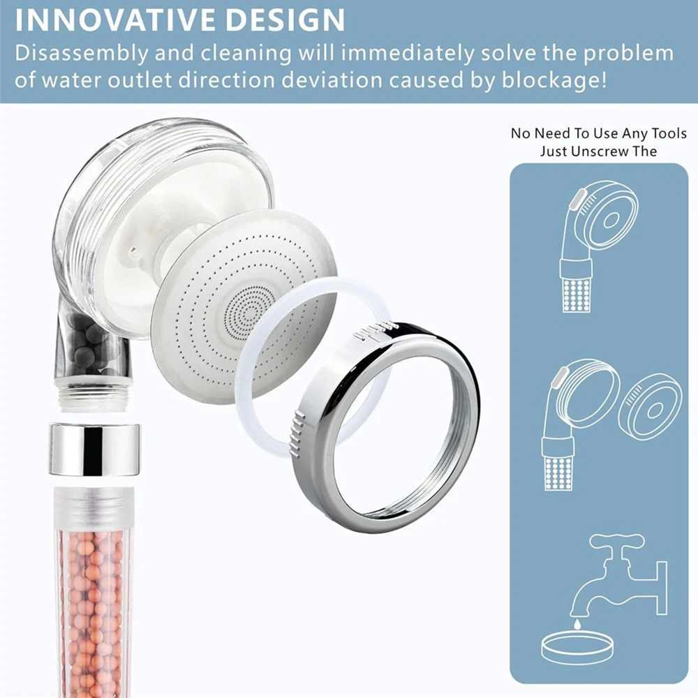Filtered Shower Head ABS High Pressured Water Saving Spray Handheld Clear Shower Heads SPA With Filter Beads for Bathroom C251220