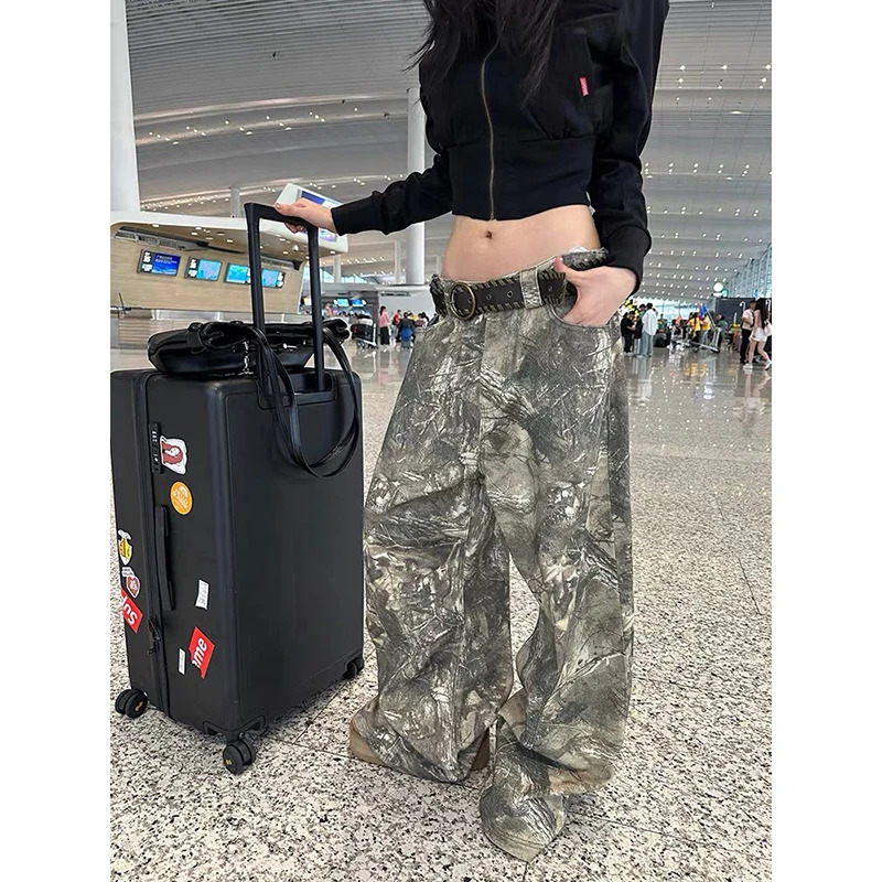 YIBASHU Women Y2k Baggy Camouflage Cargo Harajuku Vintage Oversize Denim Trouser Japanese 2000s Style Boyfriend Jeans Pant Z260314