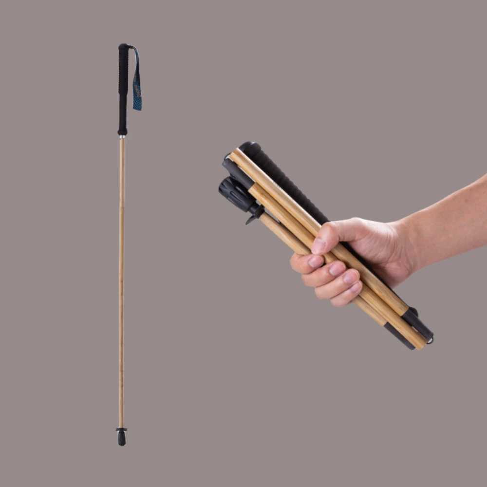 2023 New Arrival Hiking Pole Ultralight Trekking Poles High Strength Carbon Fiber Natural Bamboo Skin Trekking Pole Outdoor G251220