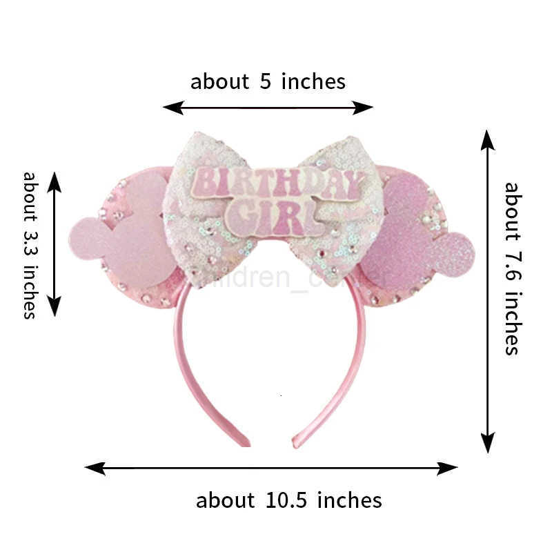 Disney Mickey Mouse Ears Headband Women Birthday Girl Sequin Bow Minnie Hair Bands For DIY Hair Accessories Kid Gift H251220