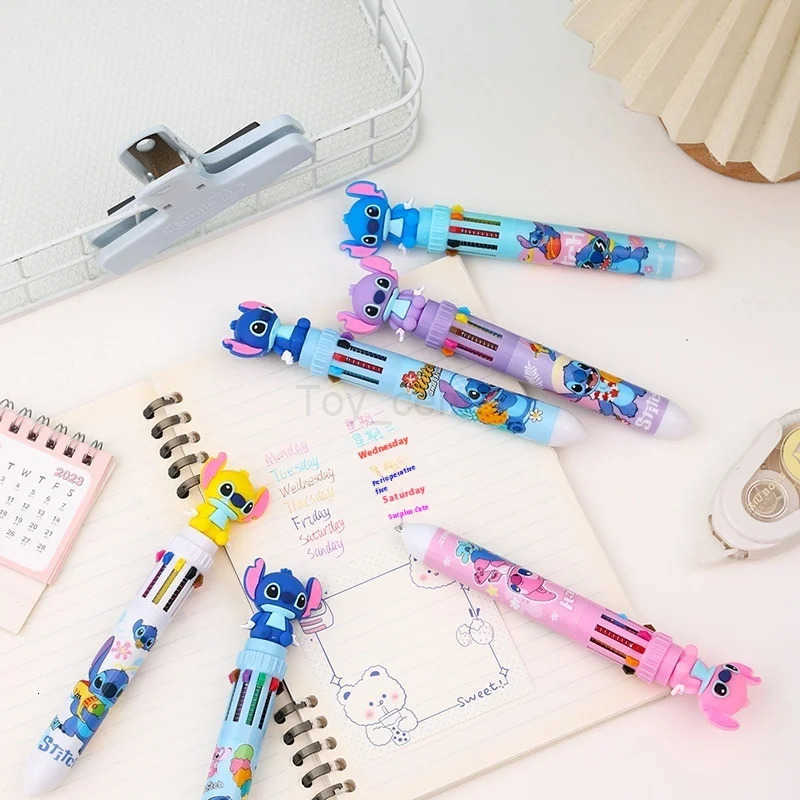 Disney Stitch Ballpoint Pen 36pcs Cartoon Lilo 10 Color Press Marker 07mm Student Graffiti Pen School Children Stationery Gift H251220
