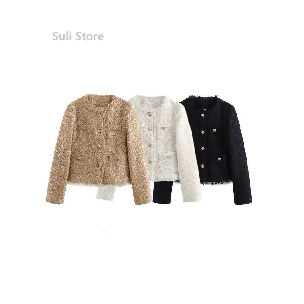 Fashion 2026 Tweed Basic Jacket Coat Women Clothing Woolen Long Sleeve Front Button Female Outerwear Chic Tops Designer