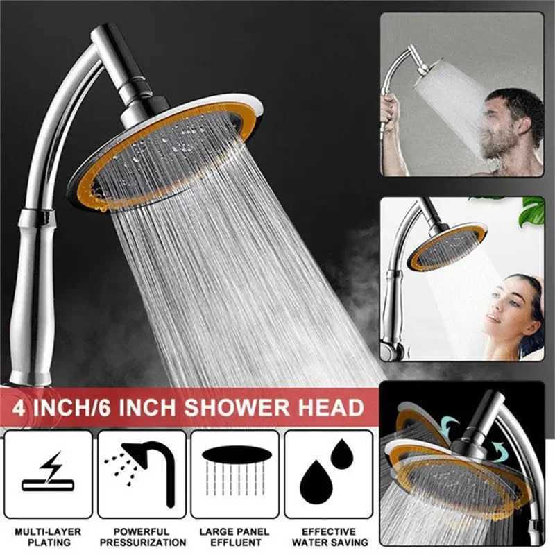 1pc 4/6 Inch High Pressure Shower Head 360 Adjustable Large Round Rainfall Sprayer Hand Held Shower Head Bathroom Accessories C251220