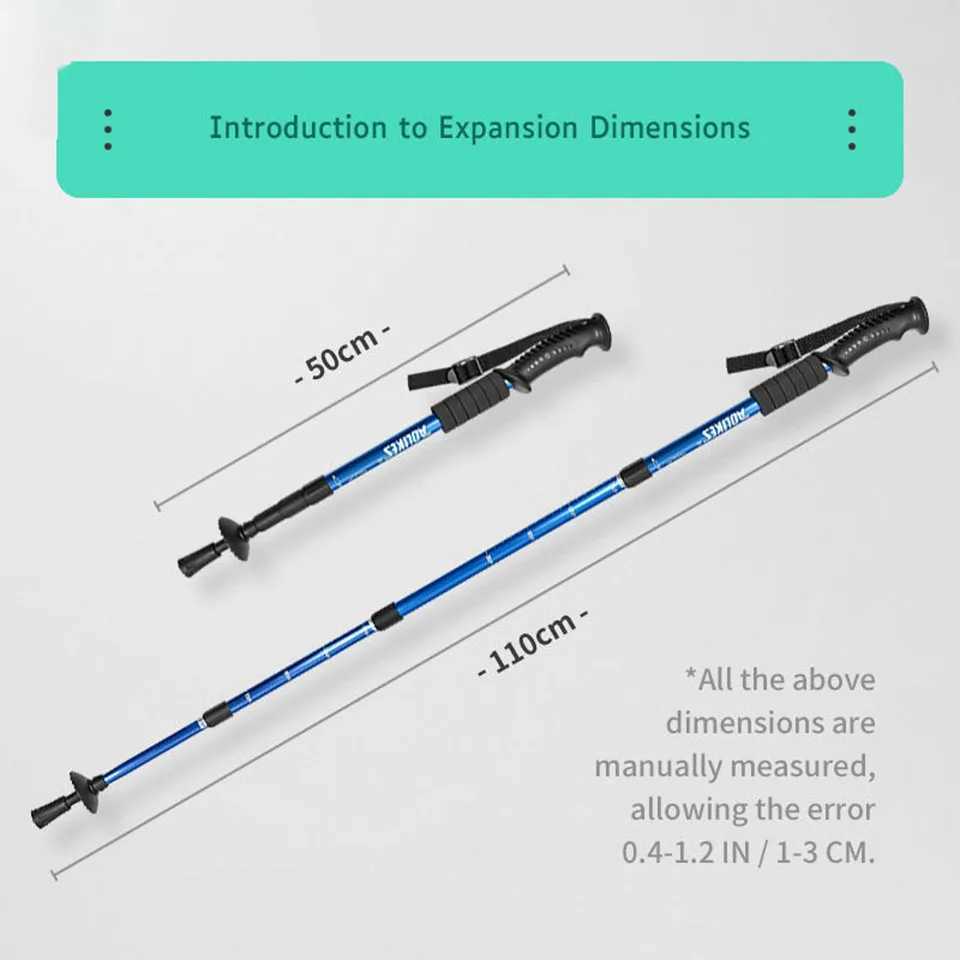 AOLIKES Aluminium Alloy Teleskopic Stick Hiking Poles Basto De Trekking Walking Stick Ultralight Absorber Walking Cane G251220