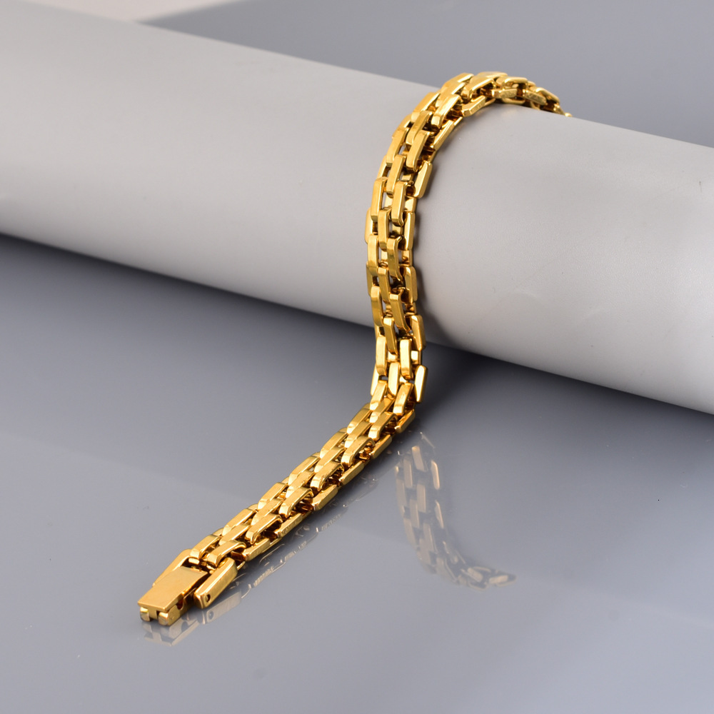 2Pcs Fashion Retro French Style Women's Simple Chain Stainless Steel Watch Band Bracelet Gold Room Gold Women's Model