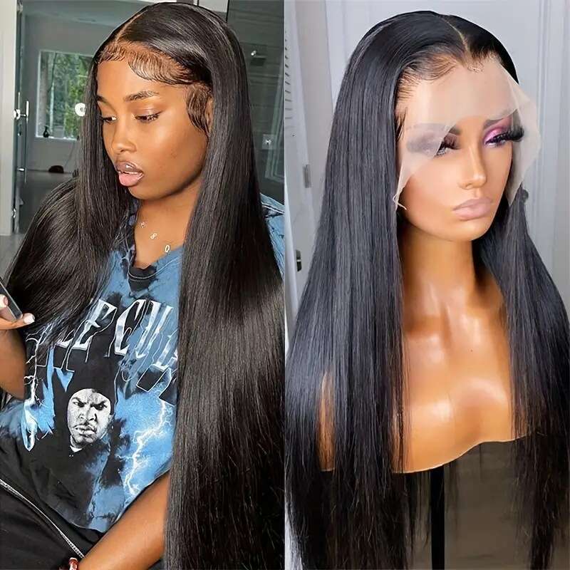 Foreign Trade European and American Fashion Middle Part Long Straight Hair Front Lace Wig Cap