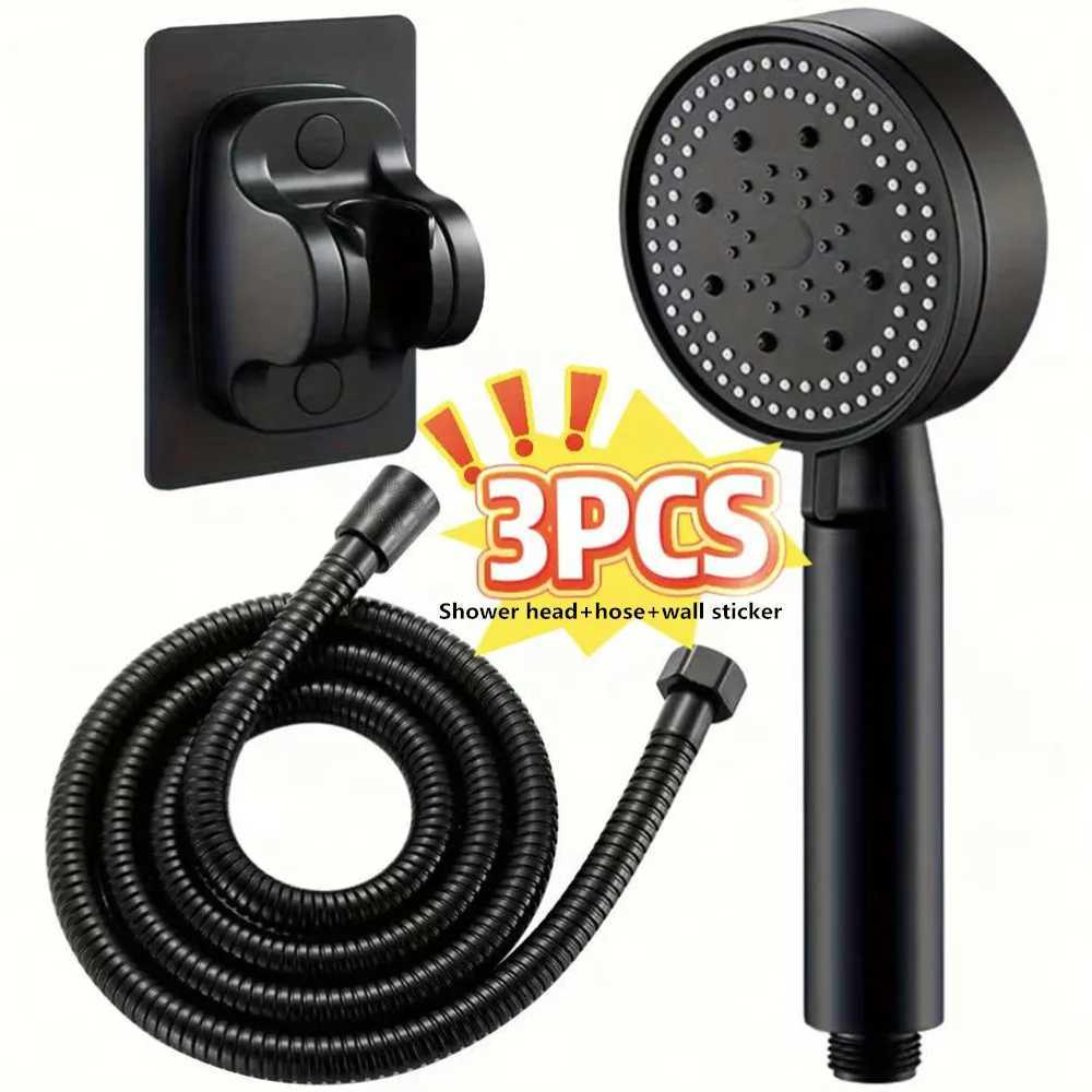 3pc Luxurious Pressurized Handheld Shower Head - 5 Modes Adjustable Water Output Thermostatic Control Polished Finish Hanging C251220