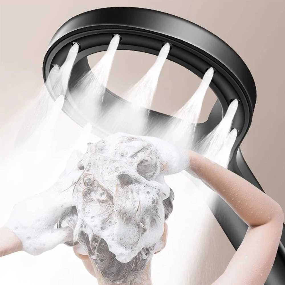 Ring-shaped water booster handheld shower head nozzle ABS large panel spray water-saving anti-blocking bathroom showerhead C251220