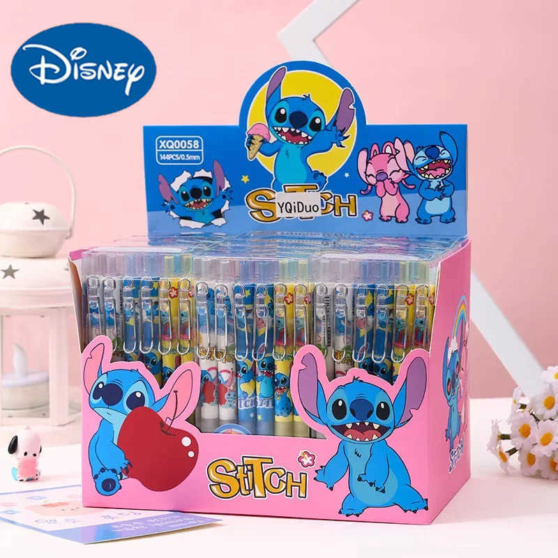 Disney Stitch Gel Pens 12-36pcs Cartoon New Pressing Pen Black Water Ink 05 Cute Signature Pen Stationery school Birthday Gift H251220