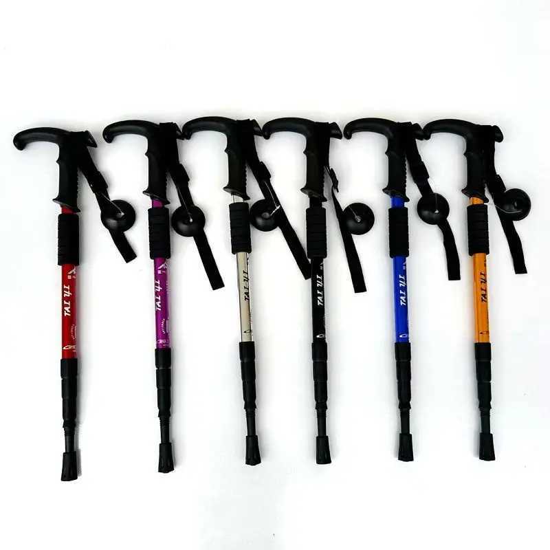 Adjustable Aluminum Alloy Hiking Poles 52-110cm for Outdoor Camping Mountain Climbing Travel with Straight/T Handle Options G251220