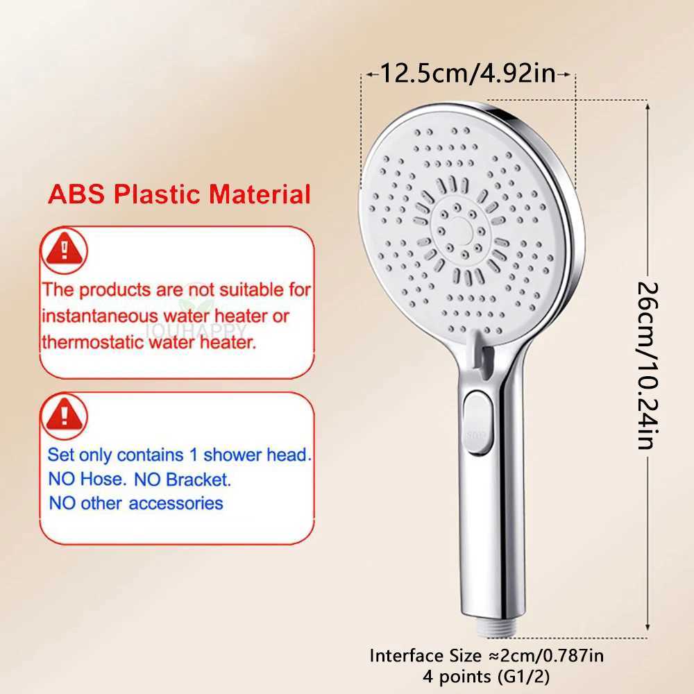 5 Jet Modes Shower Head High Pressure Water Saving Showerhead with One-click Stop High Flow Rainfall Spray Bathroom Accessories C251220
