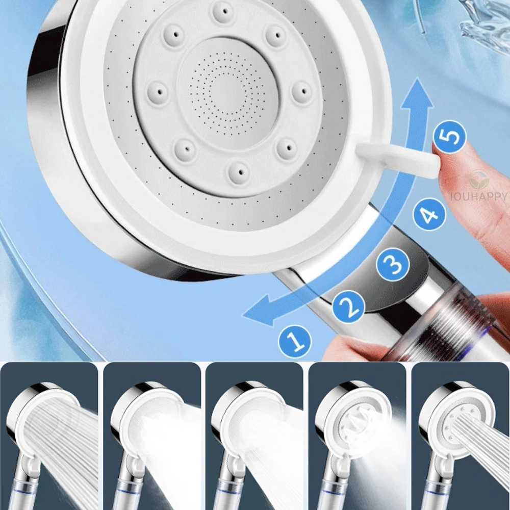 High Pressure Shower Head Set 5 Jet Modes Adjustable Shower Head with Filter Large Water Flow Spray Bathroom Accessories C251220