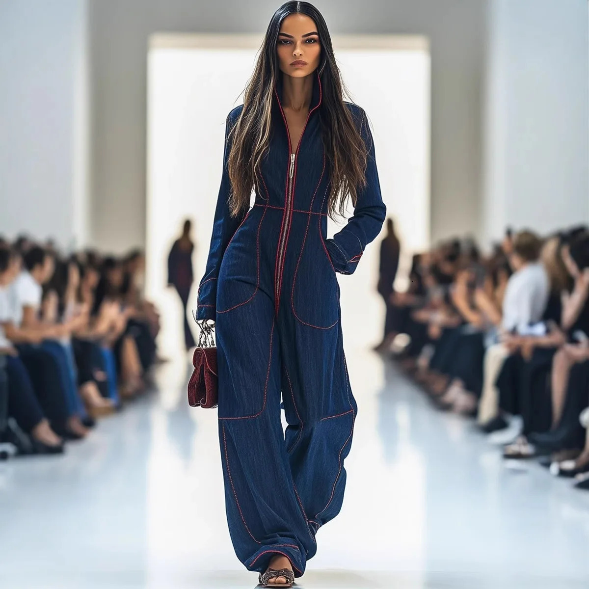 2025 Autumn Zippered Stand Collar Long Sleeve Womens Office Commuting Loose Jumpsuit Completo Mujer Enterisos Elegantes De 251219