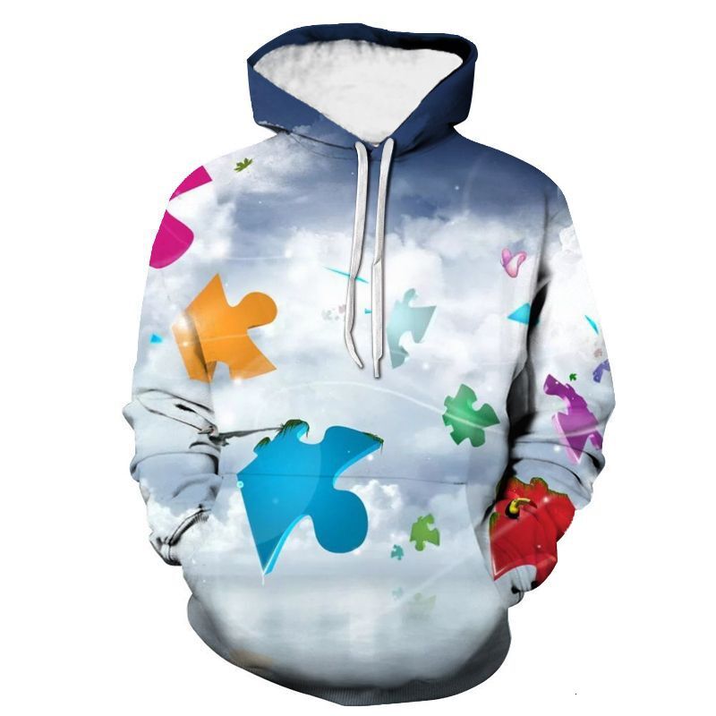 Fall/Winter Hooded Sweatshirts Stylish Abstract Print Couples' Streetwear Hoodies Oversized Pullover Sweatshirts