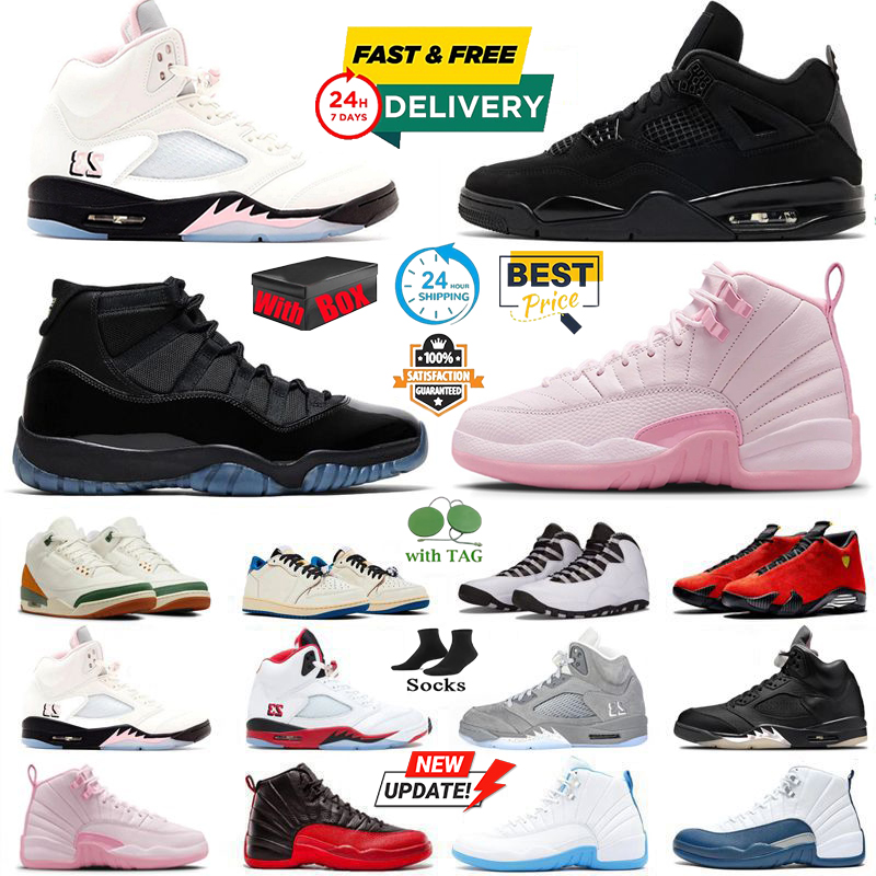 with Box 4s 5s 11s 12s Basketball Shoes Gamma Bue Bugs Bunny Gamma Blue Black Cat Taxi Pearl Pink Off Noir Wolf Grey Fruits Of Our Labor Fragment Steel Men Women trainers