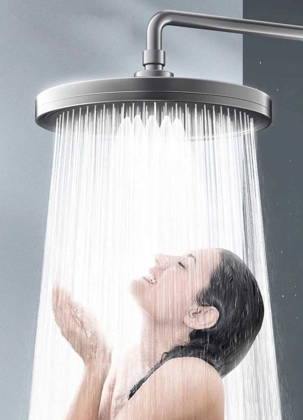 6 Modes Big Panel Rainfall Shower Head High Pressure Top Rainfall Shower Heads Shower Faucet Silver Bathroom Accessories C251220