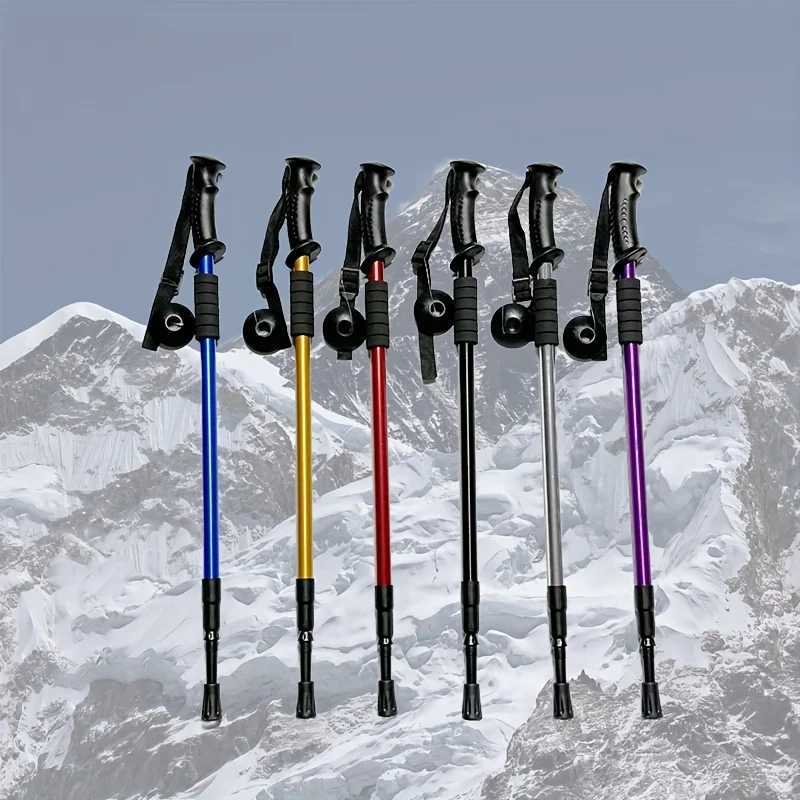 1pc Aluminium Alloy Teleskopic Stick Hiking Poles Basto De Trekking Walking Stick Ultralight Absorber Walking Cane Alpenstock G251220
