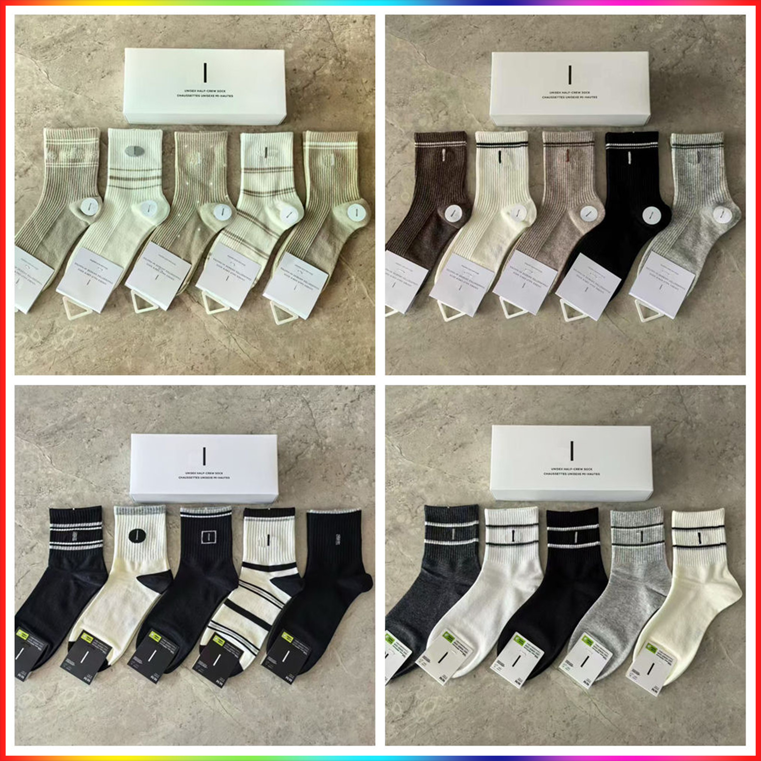 2025 Female Designer Men's Socks Breathable Short Ankle Elastic Solid Color Quality Cotton Unisex Looped High Street Sports Yoga Stretchy Socks