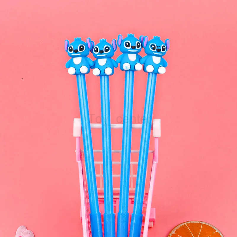 Disney 1/4pcs Anime Stitch Pen Kawaii Lilo Stitch Black Neutral Pen Cartoon 05mm Press Gel Pen Student Stationery H251220