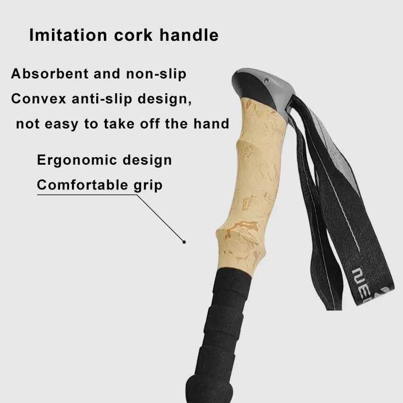CZHIYAO 1 pc Ultralight Aluminum Hiking Poles-Adjustable Cork Grip Trekking Sticks Foldable Men Women Backpacking Mountaineering G251220