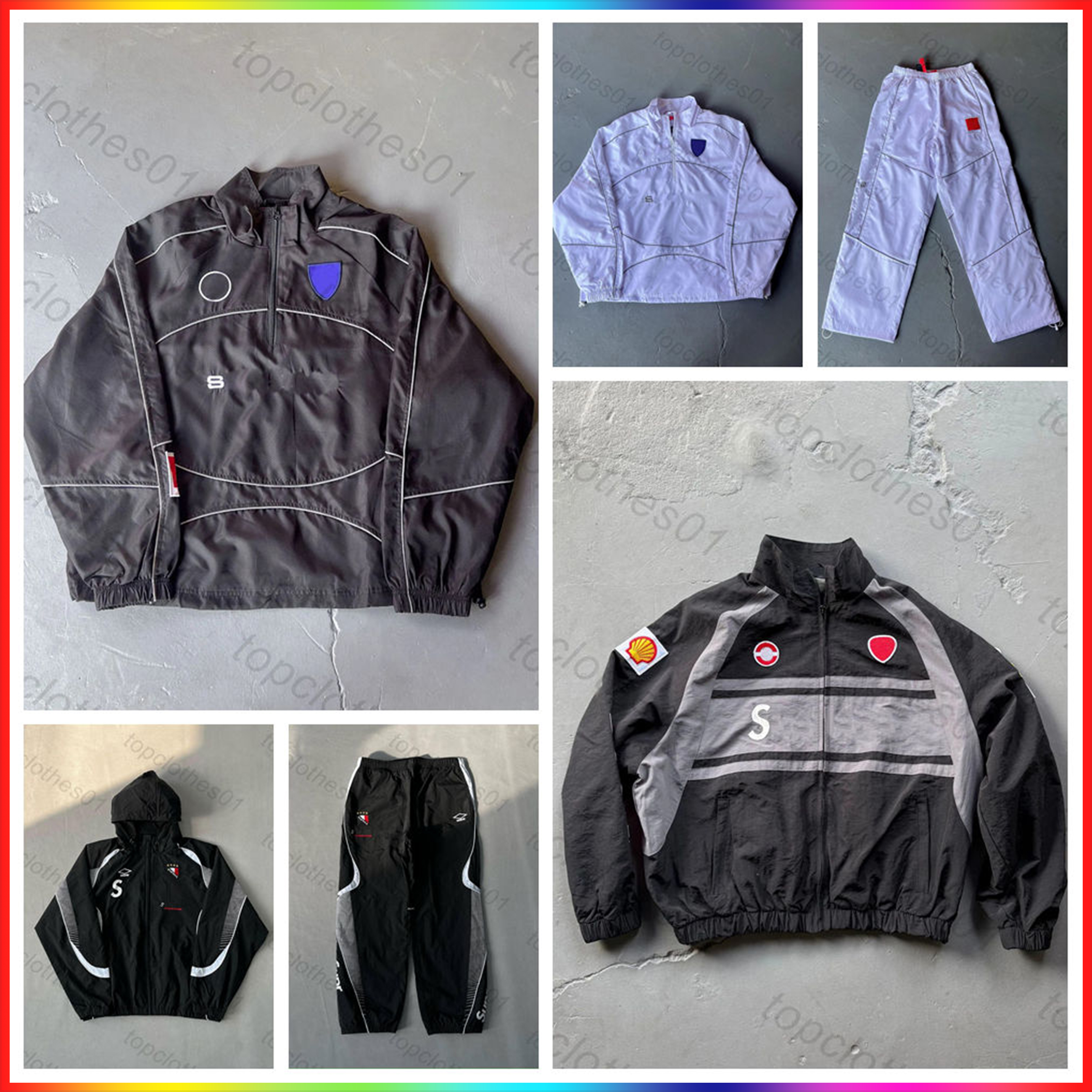 New Fashion mens designer hoodie Sportswear supremely jacket Embroidered Patterns Retro Racing fashion hip-hop hoodie Drawstring Pants Woven Running Pants Set