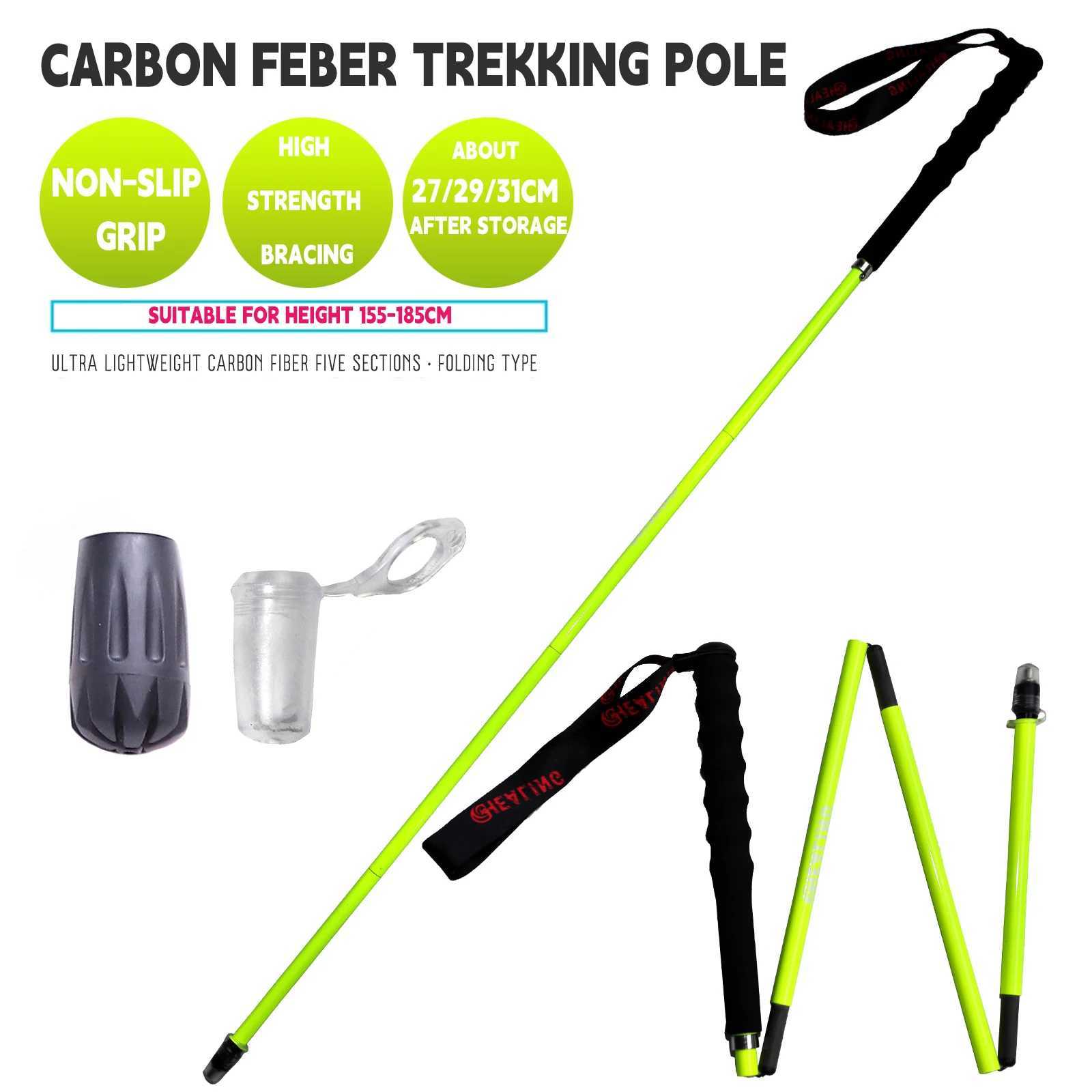 OKHEALING Black Tech T700 Ultra Carbon Trekking Poles Sticks Hiking Poles Walking Sticks Lightweight Folding Hiking Accessories G251220