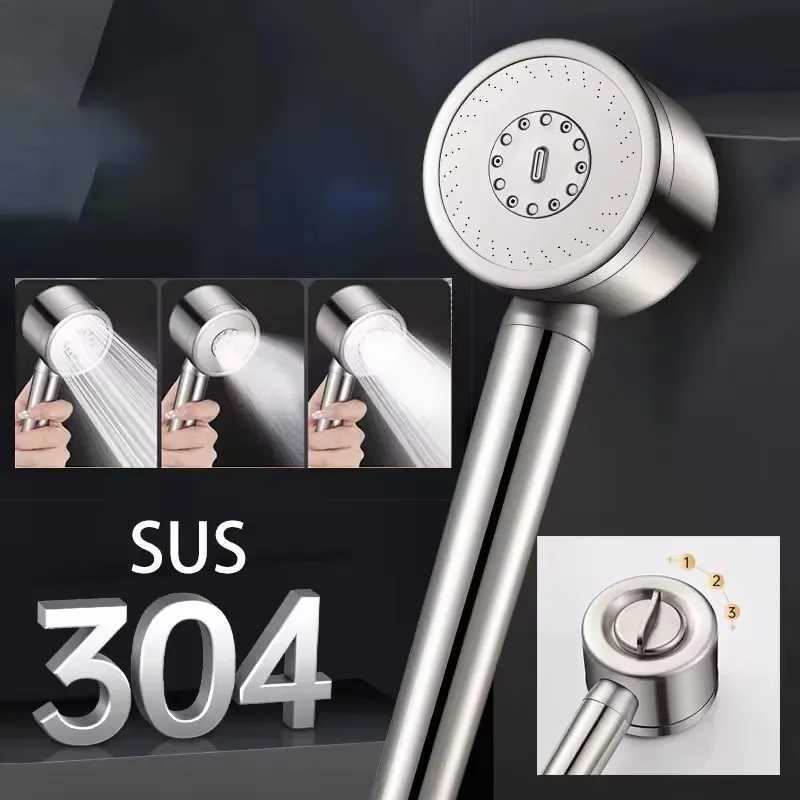 Upgraded 304 Stainless Steel High Pressure Shower Head 3 Modes Large Flow Sprayer Anti-Fall Shower Faucet Bathroom Accessories C251220