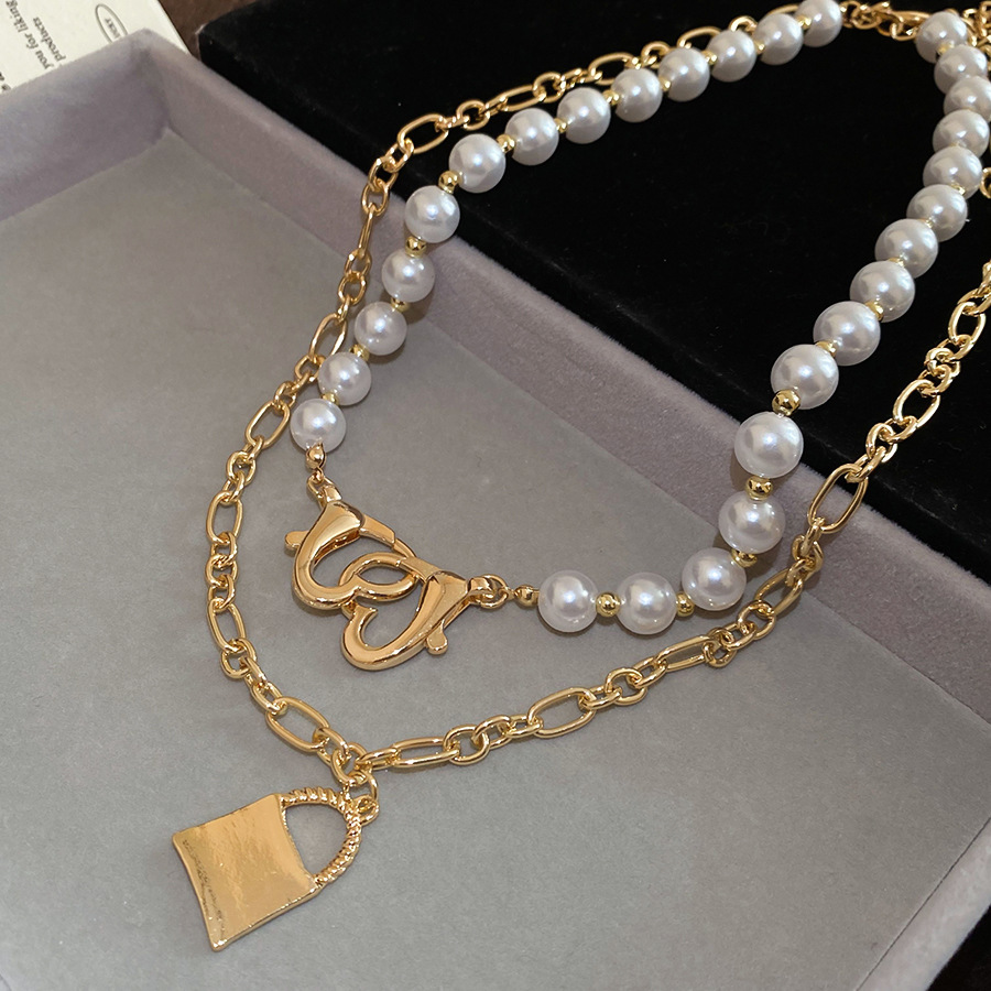 Spicy Girl Style Heart Small Lock Pearl Necklace Fashion Design Sense Niche Collarbone Light Luxury High-end Neck Chain - view 6