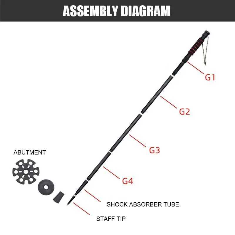 CEOI GWOK Ultra-Lightweight Portable Black Aluminum Folding Trekking Poles Hiking Adjustable Height Multi-Function Walking Stick G251220