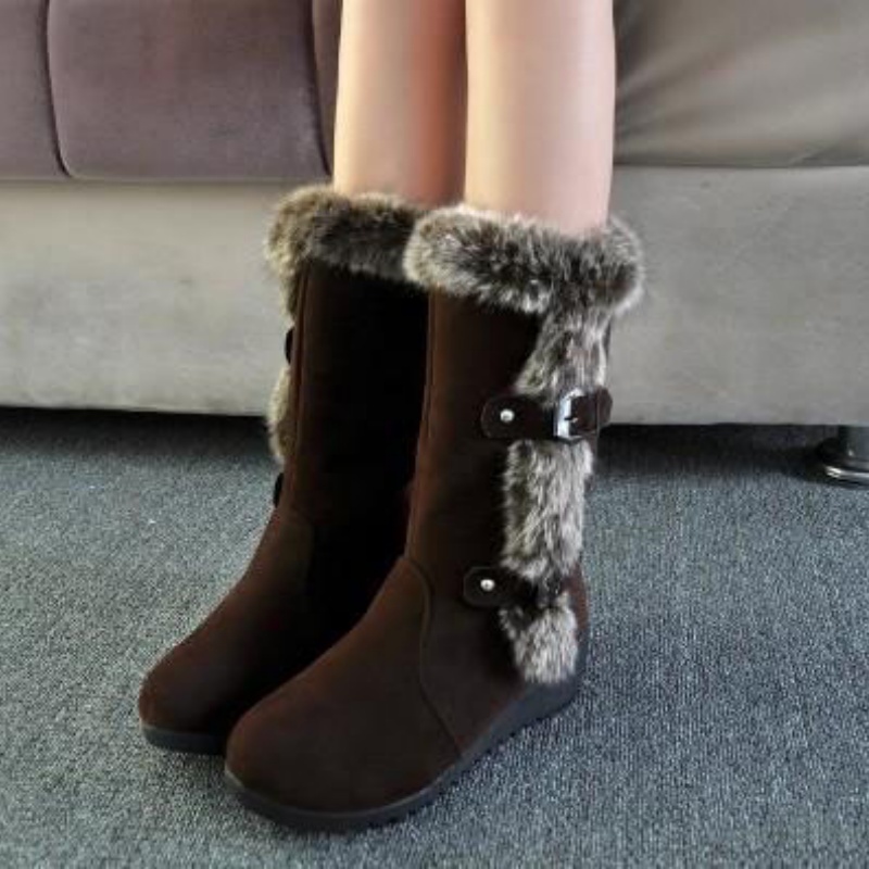 Free shipping Designer Boots Snow Women Autumn winter thick soled cotton boots with sloping heels women boots with midsole