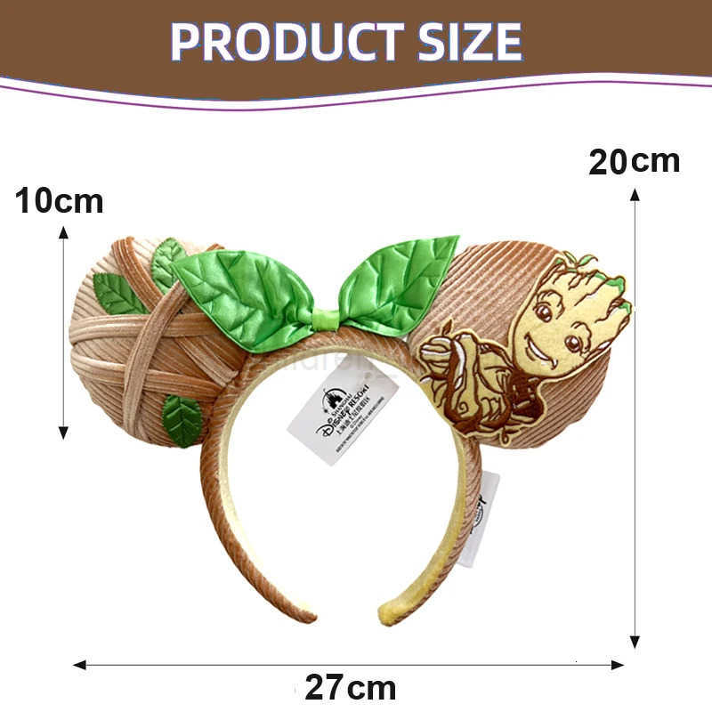 Disney 2025 Minnie Mouse Ear Headband Disneyland Orange bird Mickey Headwrap Adult/Kid Plush Cosplay dryads Bow Hair Accessory H251220